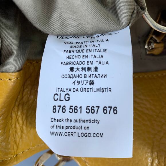 VERSACE COLLECTION Mustard Yellow Pebble Grain Leather Shoulder Bag - Picture 8 of 10